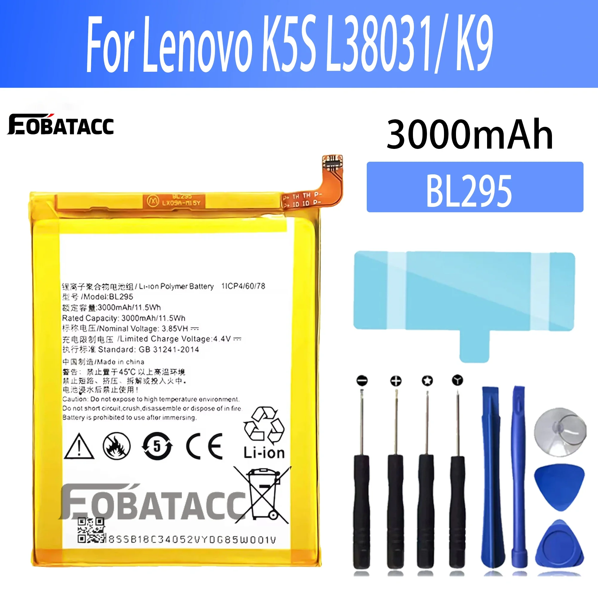 100% New Original Battery BL295 For lenovo K5S L38031/ K9 Battery + Free Tools
100% New Original Battery BL295 For lenovo K5S L38031/ K9 Battery + Free Tools