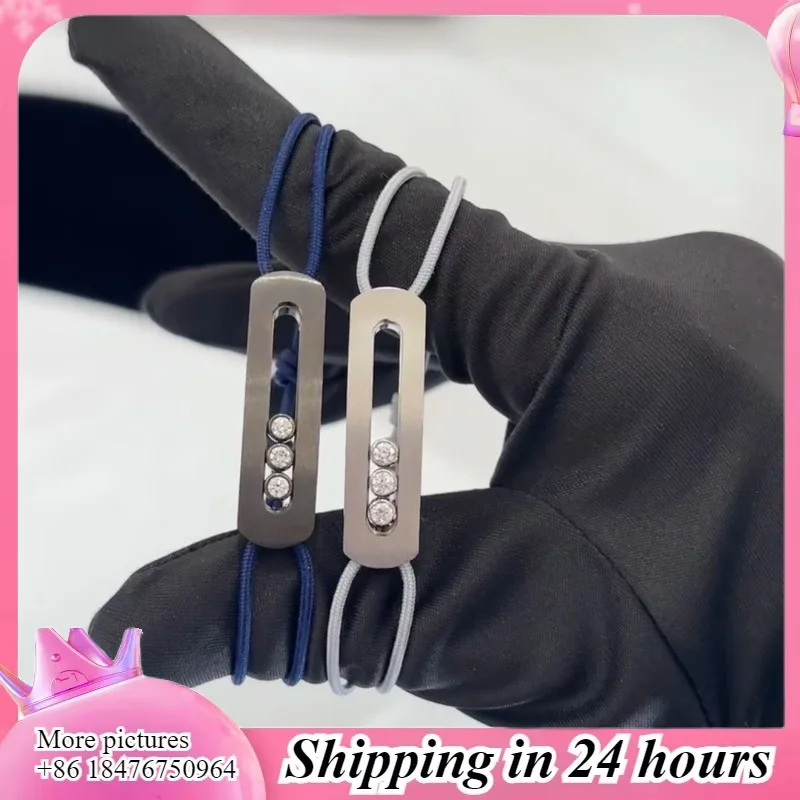 Classic Titanium Steel Men's Cord Bow Bracelet: Three Sparkling Floating Diamonds
Classic Titanium Steel Men's Cord Bow Bracelet: Three Sparkling Floating Diamonds