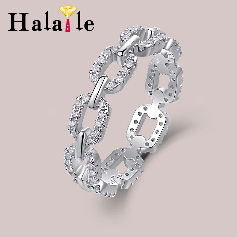 Halaile D Color Full Moissanite S925 Sterling Silver Stackable Twist Chain Ring with GRA Trendy Fine Jewelry Women Elegant Gift
Halaile D Color Full Moissanite S925 Sterling Silver Stackable Twist Chain Ring with GRA Trendy Fine Jewelry Women Elegant Gift