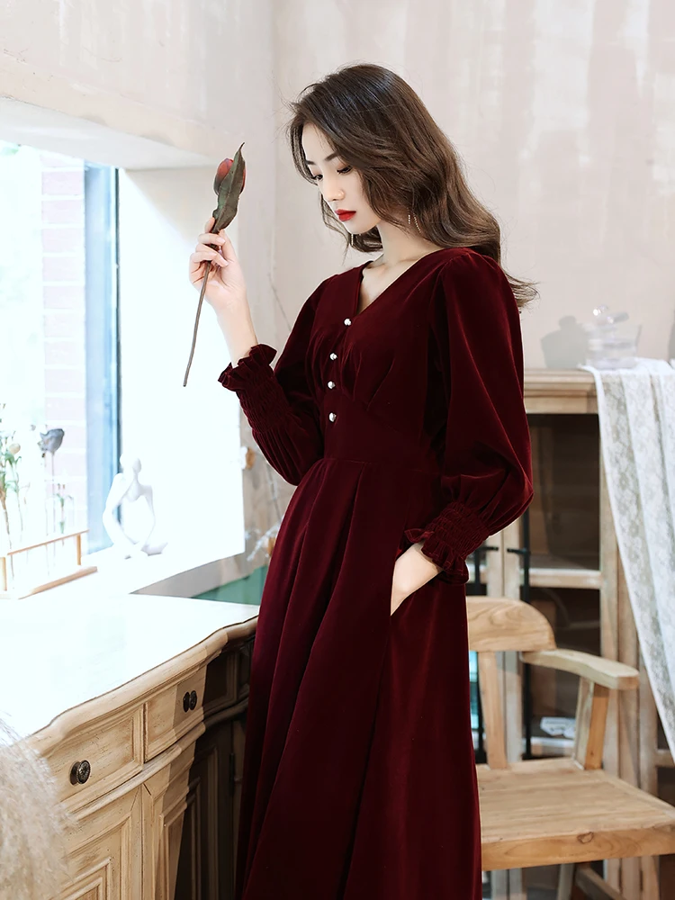 Velvet Long Sve Wedding Dr New Sle Bride Return Home Outfit plus Size Beautiful MM Marriage Ceremony High Faion Winter
Velvet Long Sve Wedding Dr New Sle Bride Return Home Outfit plus Size Beautiful MM Marriage Ceremony High Faion Winter