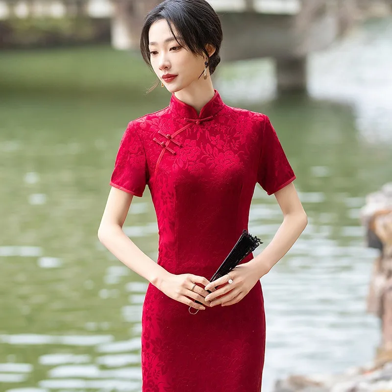 Women New Year Red Floral Cheongsam Chinese Style Short Sleeve Qipao M-5XL Vintage Improved Traditional Plus Size Elegant Dress
Women New Year Red Floral Cheongsam Chinese Style Short Sleeve Qipao M-5XL Vintage Improved Traditional Plus Size Elegant Dress