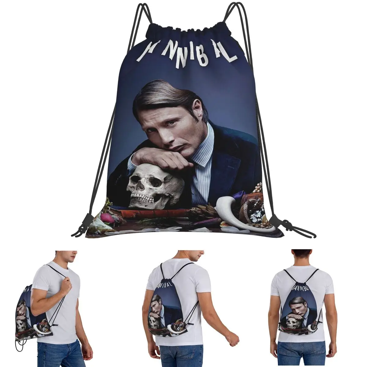 Hannibal Mads Mikkelsen Horror Movie Merch Backpacks Fashion Drawstring Bags Sports Bag Book Bags for Man Woman School
Hannibal Mads Mikkelsen Horror Movie Merch Backpacks Fashion Drawstring Bags Sports Bag Book Bags for Man Woman School