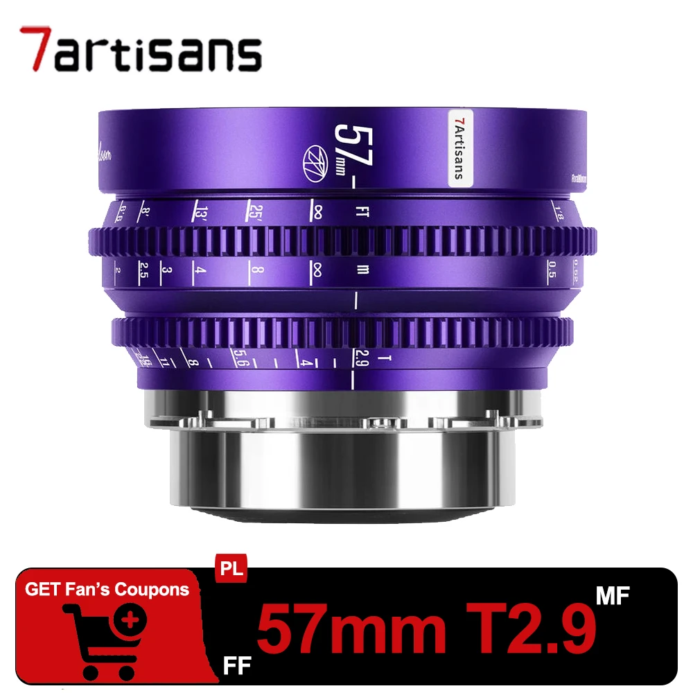 7Artisans Full Frame 57mm T2.9 Manual Focus Prime Cine Lens compatible with PL mount
7Artisans Full Frame 57mm T2.9 Manual Focus Prime Cine Lens compatible with PL mount