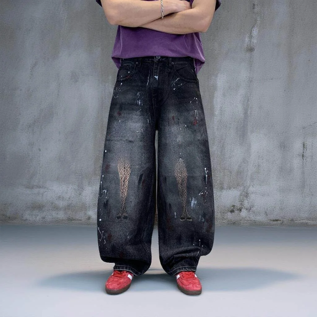American Style Loose Straight Leg Black Washed Graffiti Jeans Men Women New Summer Casual Comfortable Non Shrinkage Trousers
American Style Loose Straight Leg Black Washed Graffiti Jeans Men Women New Summer Casual Comfortable Non Shrinkage Trousers