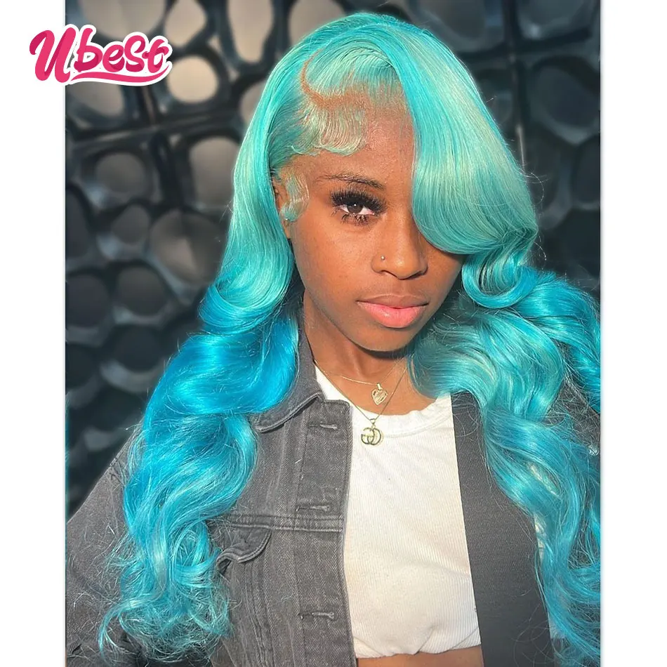 Ombre Green Blue Body Wave Hair 13x4 Lace Front Wig 613 Colored Wavy Pre-Plucked Transparent Lace Human Hair Wig For Black Women 
Ombre Green Blue Body Wave Hair 13x4 Lace Front Wig 613 Colored Wavy Pre-Plucked Transparent Lace Human Hair Wig For Black Women