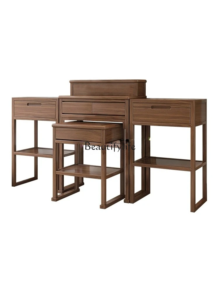 New Chinese black walnut solid wood table incense table household incense table small gongtai
New Chinese black walnut solid wood table incense table household incense table small gongtai