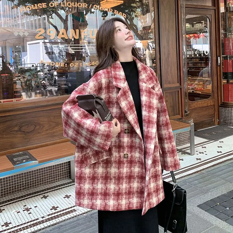 Red Plaid High-end Suit Woolen Coat for Women's 2025 Winter New Style Western-style Anti-aging Jackets Female Clothing
Red Plaid High-end Suit Woolen Coat for Women's 2025 Winter New Style Western-style Anti-aging Jackets Female Clothing