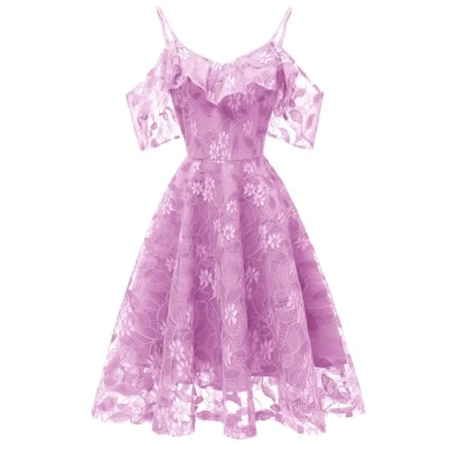 IWEMEK Women Spaghetti Strap Floral Lace Bridesmaid Cocktail Party Dress Cold Shoulder Ruffle Sleeve Wedding Guest Prom Dress
IWEMEK Women Spaghetti Strap Floral Lace Bridesmaid Cocktail Party Dress Cold Shoulder Ruffle Sleeve Wedding Guest Prom Dress