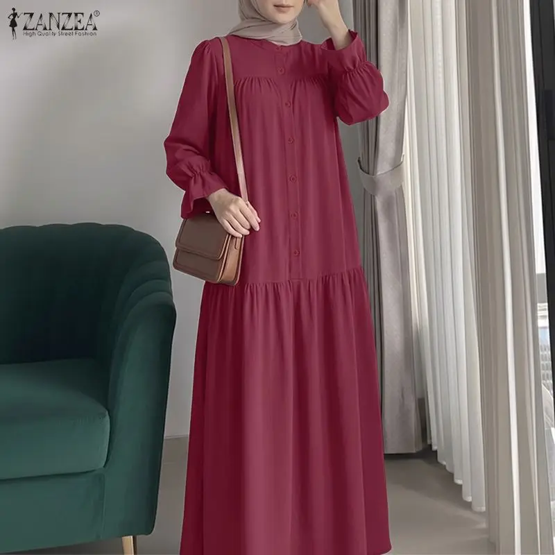 ZANZEA Ramadan Muslim Abaya Dress Hijab Robe Femme Women O Neck Long Sleeve Pleated Sundress Solid Color Casual Eid Dresses 2026
ZANZEA Ramadan Muslim Abaya Dress Hijab Robe Femme Women O Neck Long Sleeve Pleated Sundress Solid Color Casual Eid Dresses 2026