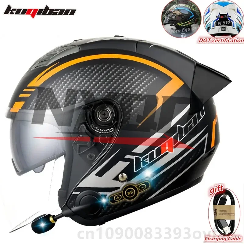 Kuqibao Motorcycle Built-In Bluetooth Helmet Anti-Fog HD Lens Universal motorbike half helmet DOT Certification casco moto 
Kuqibao Motorcycle Built-In Bluetooth Helmet Anti-Fog HD Lens Universal motorbike half helmet DOT Certification casco moto