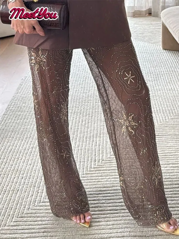 Pure Color Bead Sequin Me Patchwork Casual Pants Women's Straight Leg Pants l Waist Elastic Polyester Fiber
Pure Color Bead Sequin Me Patchwork Casual Pants Women's Straight Leg Pants l Waist Elastic Polyester Fiber