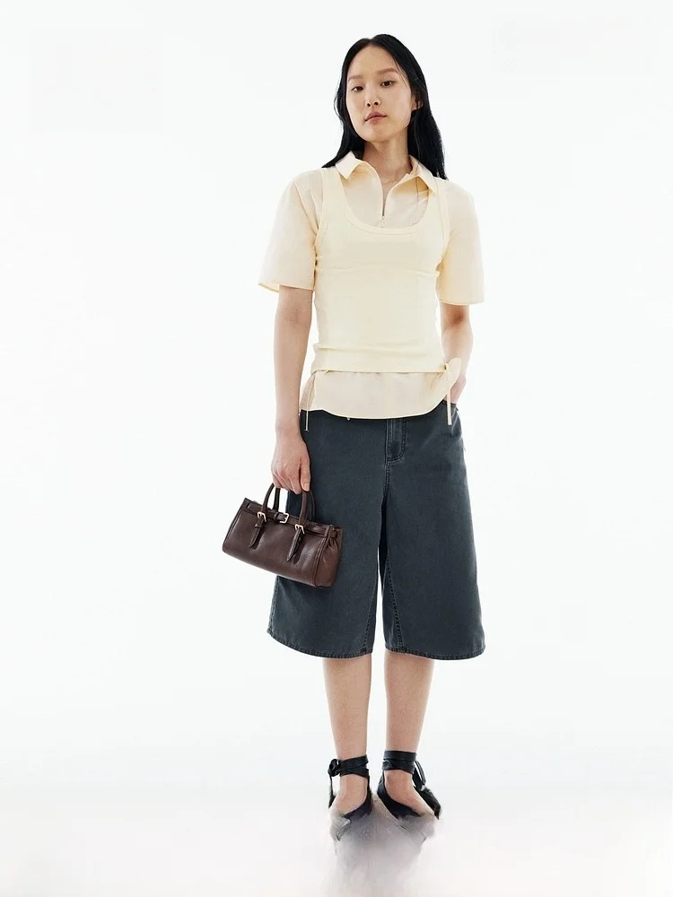 H&M Summer New Women's Shirt Drawstring Collar Detail Cotton Business Style Slim Fit Short Sleeve Zipper Closure Dark Placket
H&M Summer New Women's Shirt Drawstring Collar Detail Cotton Business Style Slim Fit Short Sleeve Zipper Closure Dark Placket