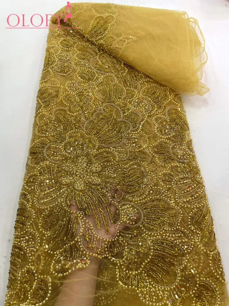 Africa Groom Beaded Lace Fabric 5 Yards High Quality French Sequin Lace Fabric for Bridal Wedding Evening Dress Sewing
Africa Groom Beaded Lace Fabric 5 Yards High Quality French Sequin Lace Fabric for Bridal Wedding Evening Dress Sewing