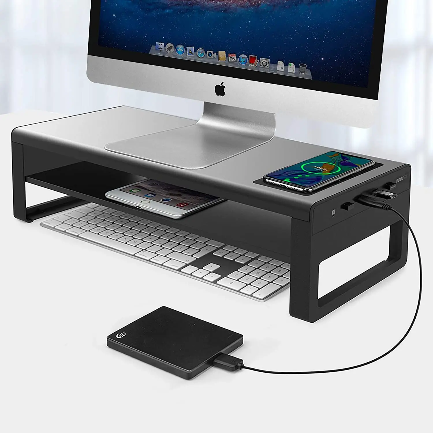 Desk Storage Organizer Monitor Stand Riser with Usb3.0 Hub and Wireless Charger
Desk Storage Organizer Monitor Stand Riser with Usb3.0 Hub and Wireless Charger