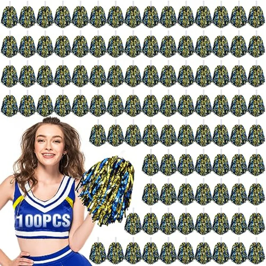 100Pcs Metallic Cheerleading Pom Poms with Baton Handle Cheerleader Pompom Foil 30g Cheering Squad Hand Flowers for Adults Team
100Pcs Metallic Cheerleading Pom Poms with Baton Handle Cheerleader Pompom Foil 30g Cheering Squad Hand Flowers for Adults Team