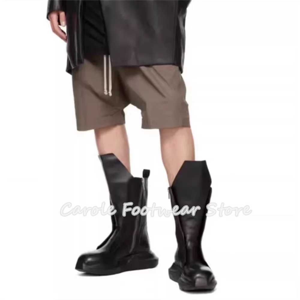 Black Gothic Style Chunky Bottom Wedges Boots for Men Breathable Leather High Top Height Increasing Mid-calf Boots Male Sneakers
Black Gothic Style Chunky Bottom Wedges Boots for Men Breathable Leather High Top Height Increasing Mid-calf Boots Male Sneakers