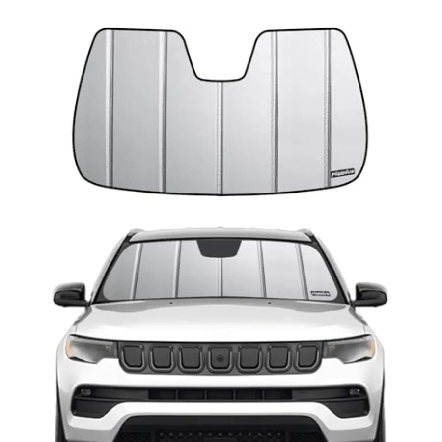 Windshield Sun Shade for Jeep Compass 2022-2026: premium grey leather finish interior floating screen compatible UV-blocking fo
Windshield Sun Shade for Jeep Compass 2022-2026: premium grey leather finish interior floating screen compatible UV-blocking fo
