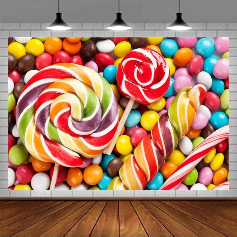 Photography Backdrop Sweet Colorful Swirl Lollipops Candy Beans Background Child Adult Birthday Party Banner Portrait Decoration
Photography Backdrop Sweet Colorful Swirl Lollipops Candy Beans Background Child Adult Birthday Party Banner Portrait Decoration