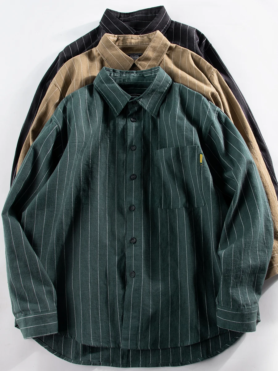 Japanese Sle Heavyweight Cotton Linen Vintage Striped Long Sve irt Loose Bf Sle Casual Versatile Outerwear for Autumn
Japanese Sle Heavyweight Cotton Linen Vintage Striped Long Sve irt Loose Bf Sle Casual Versatile Outerwear for Autumn