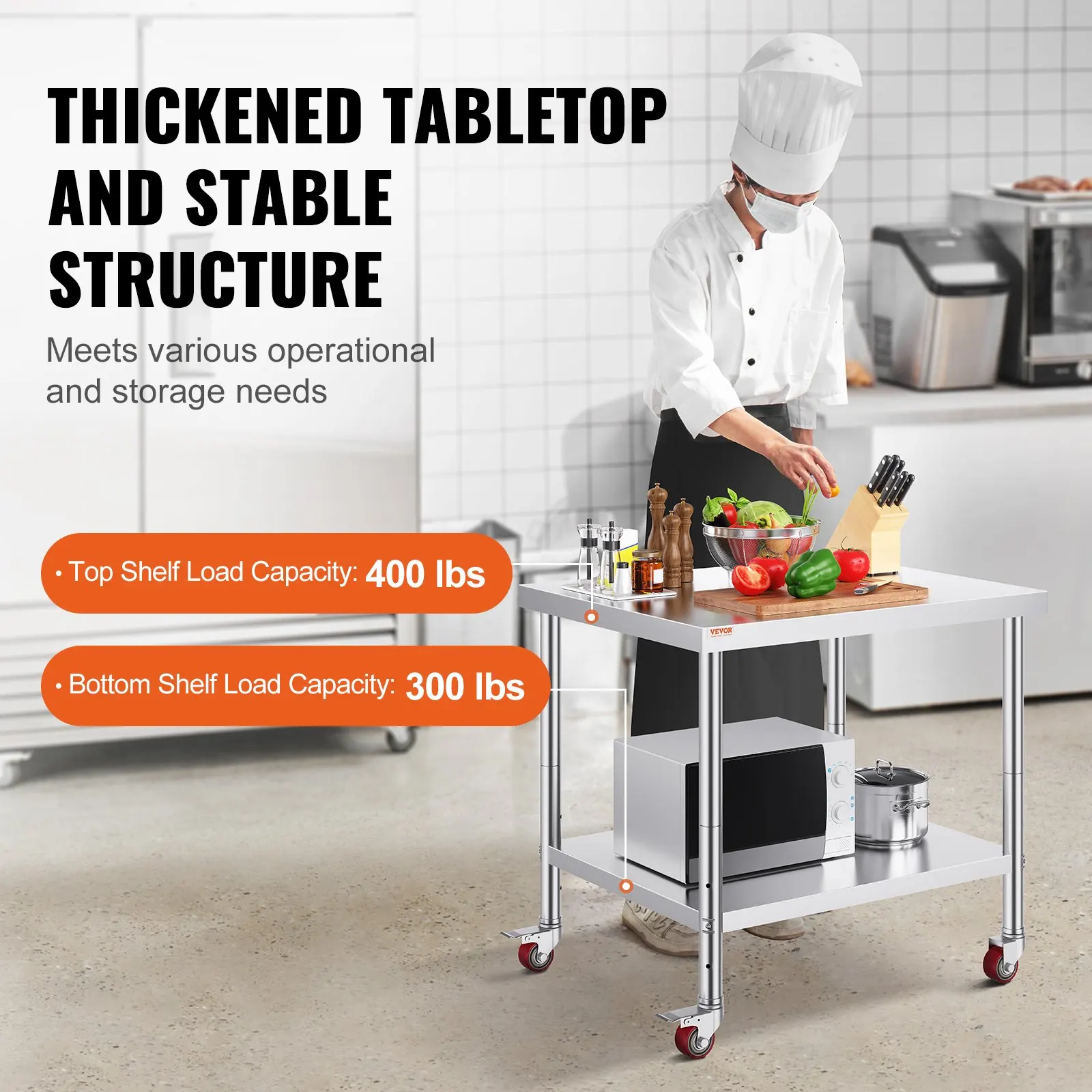 30x36x34 Inch Stainless Steel Work Table 3-Stage Adjustable Shelf With 4 Wheels Heavy Duty Commercial Food Prep Worktable With
30x36x34 Inch Stainless Steel Work Table 3-Stage Adjustable Shelf With 4 Wheels Heavy Duty Commercial Food Prep Worktable With