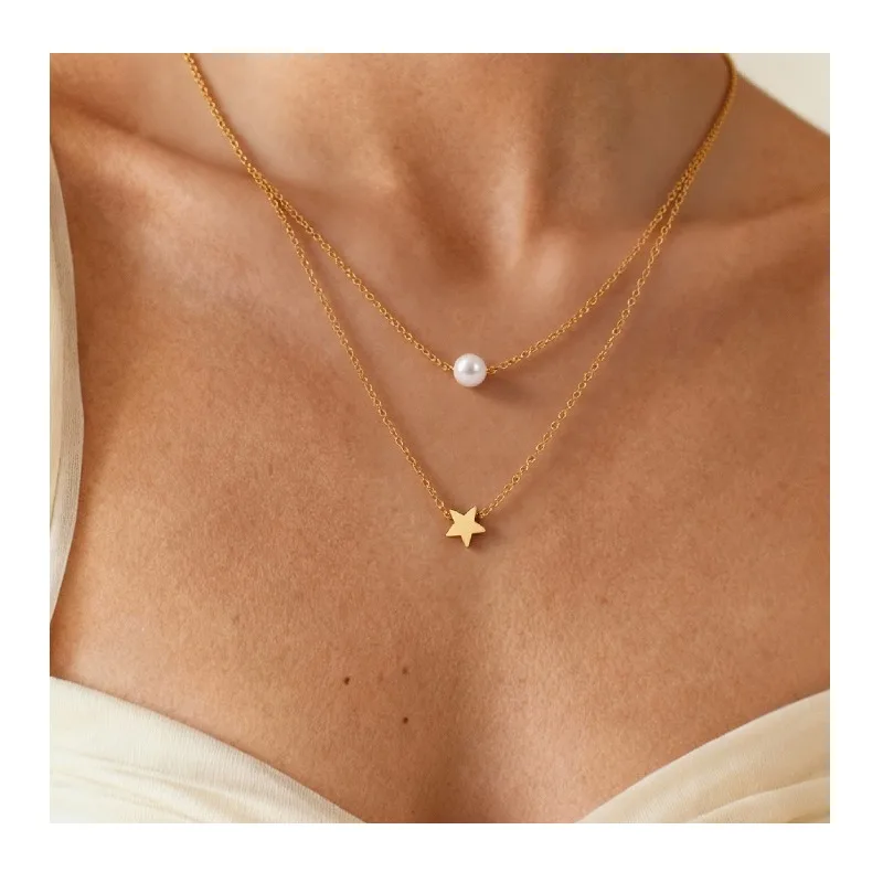 Stainless Steel Star Bead Design Double-layer Necklace Commuting Stacked with Gold-plated Versatile Personalized Jewelry
Stainless Steel Star Bead Design Double-layer Necklace Commuting Stacked with Gold-plated Versatile Personalized Jewelry