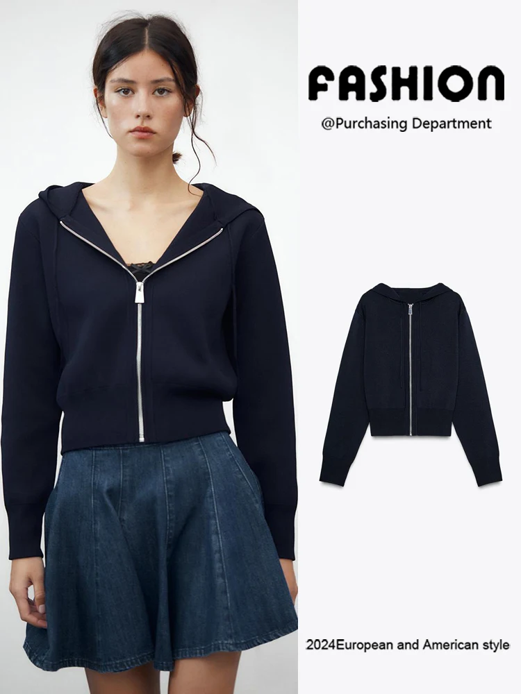 Slimming Long Sve Zipper Hooded Flat Knit ort Outerwear for Women New Arrival Autumn Simple Versatile Fem Faion
Slimming Long Sve Zipper Hooded Flat Knit ort Outerwear for Women New Arrival Autumn Simple Versatile Fem Faion