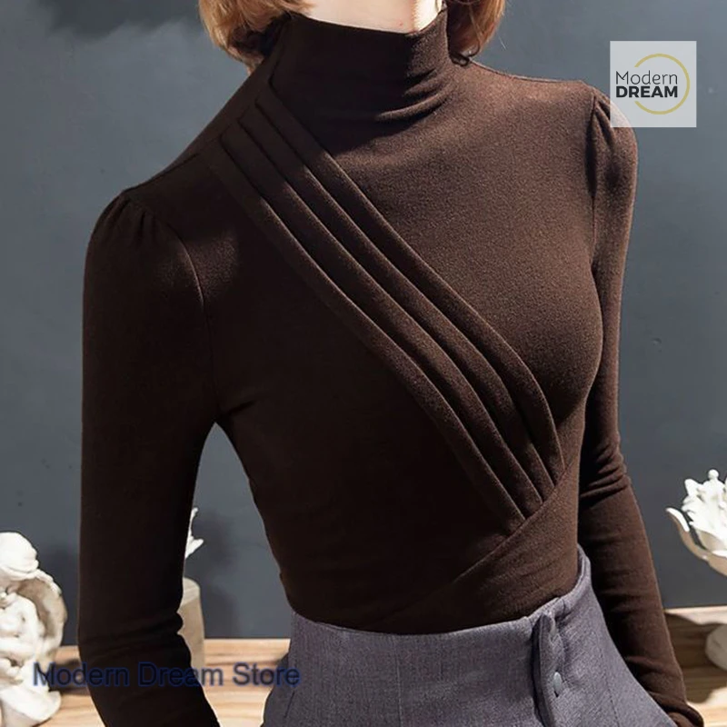 Korean double-sided new one-piece velvet simple high-necked bottoming women's autumn and winter temperament waist pleated top
Korean double-sided new one-piece velvet simple high-necked bottoming women's autumn and winter temperament waist pleated top