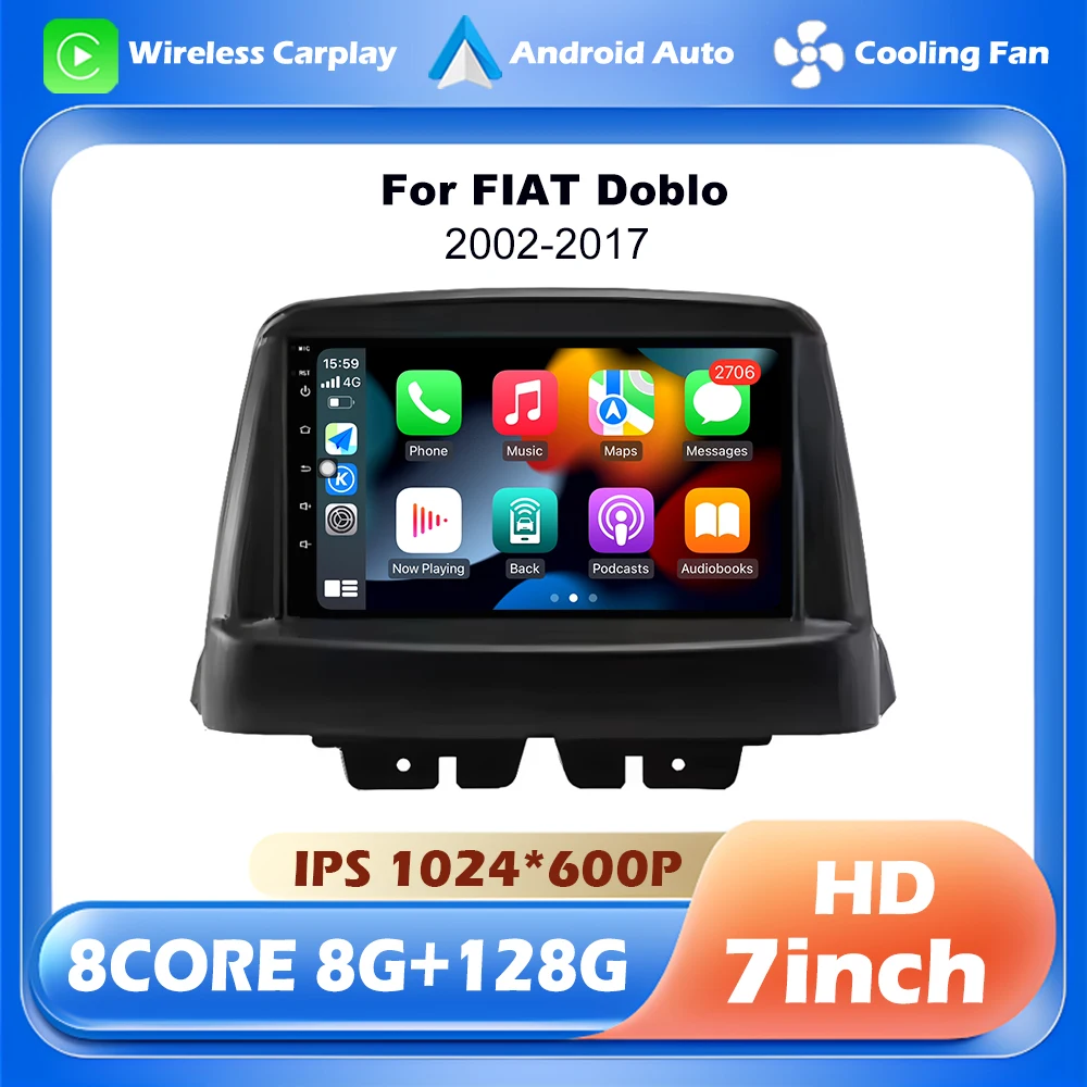 Wireless CarPlay 7 inch Android 14 For FIAT Doblo 2002 - 2017 Car Radio Multimedia Video Player Navigation GPS 4G WIFI NO 2 DIN
Wireless CarPlay 7 inch Android 14 For FIAT Doblo 2002 - 2017 Car Radio Multimedia Video Player Navigation GPS 4G WIFI NO 2 DIN