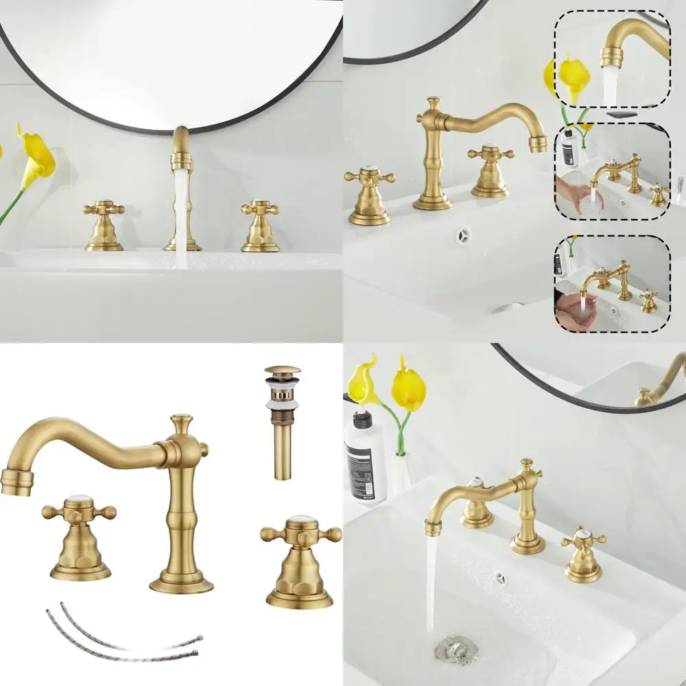 Античный латунный широко распространенный смеситель для раковины в ванной комнате с 2 ручками и 3 отверстиями, выдвижным сливом и шлангом подачи
Античный латунный широко распространенный смеситель для раковины в ванной комнате с 2 ручками и 3 отверстиями, выдвижным сливом и шлангом подачи