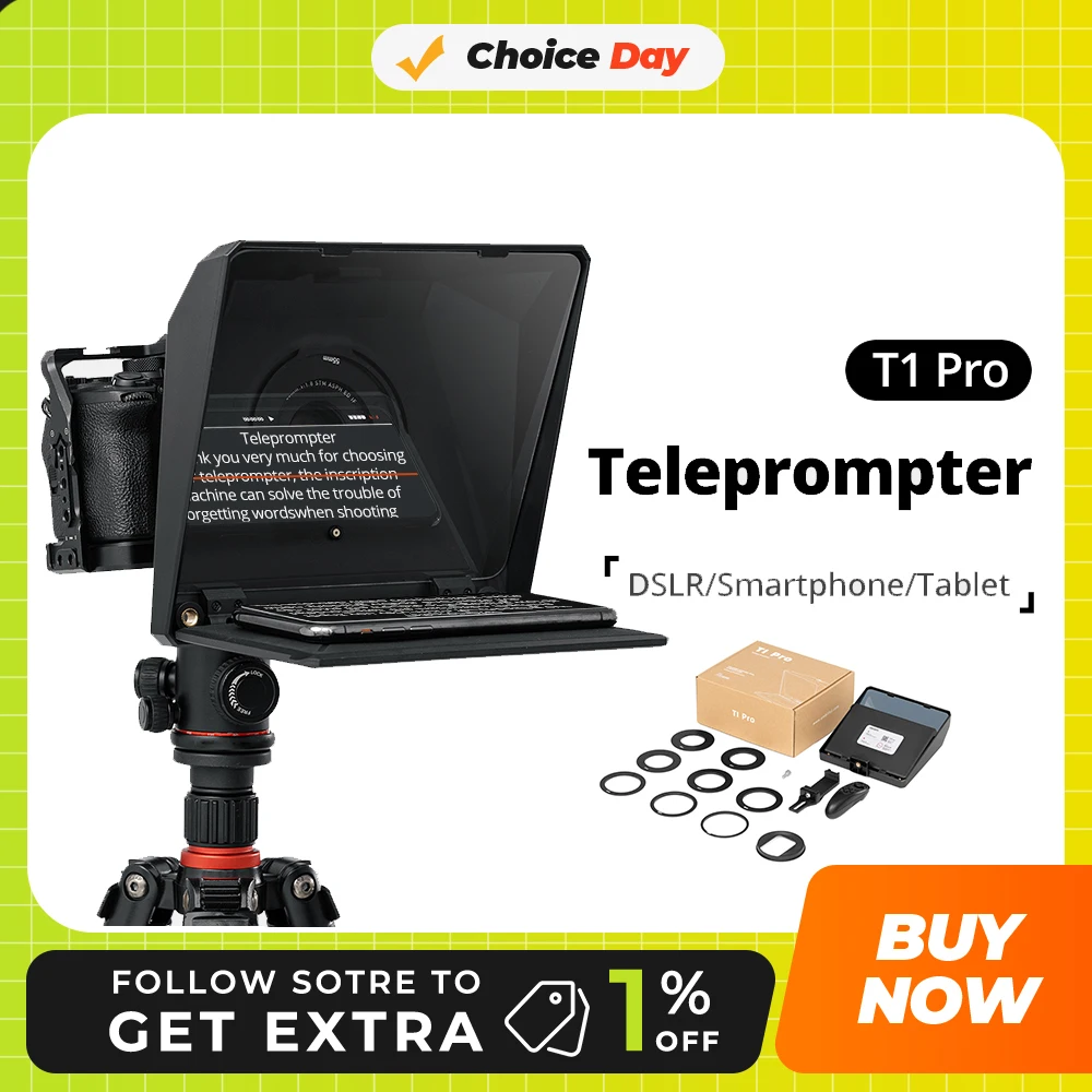 AMBITFUL Phone and DSLR Recording T1 Pro Teleprompter Portable Inscriber Mobile Teleprompter Artifact Video With Remote Control
AMBITFUL Phone and DSLR Recording T1 Pro Teleprompter Portable Inscriber Mobile Teleprompter Artifact Video With Remote Control