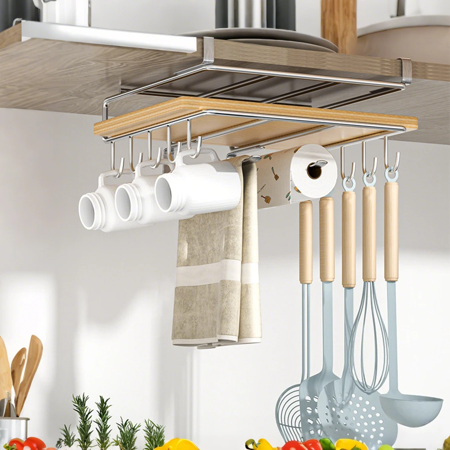 Space Saving Multi-Function Stainless Steel Wall Mounted Kitchen Organizer Paper Towel Rack Pot Lid Holder Cutting Board Storage
Space Saving Multi-Function Stainless Steel Wall Mounted Kitchen Organizer Paper Towel Rack Pot Lid Holder Cutting Board Storage