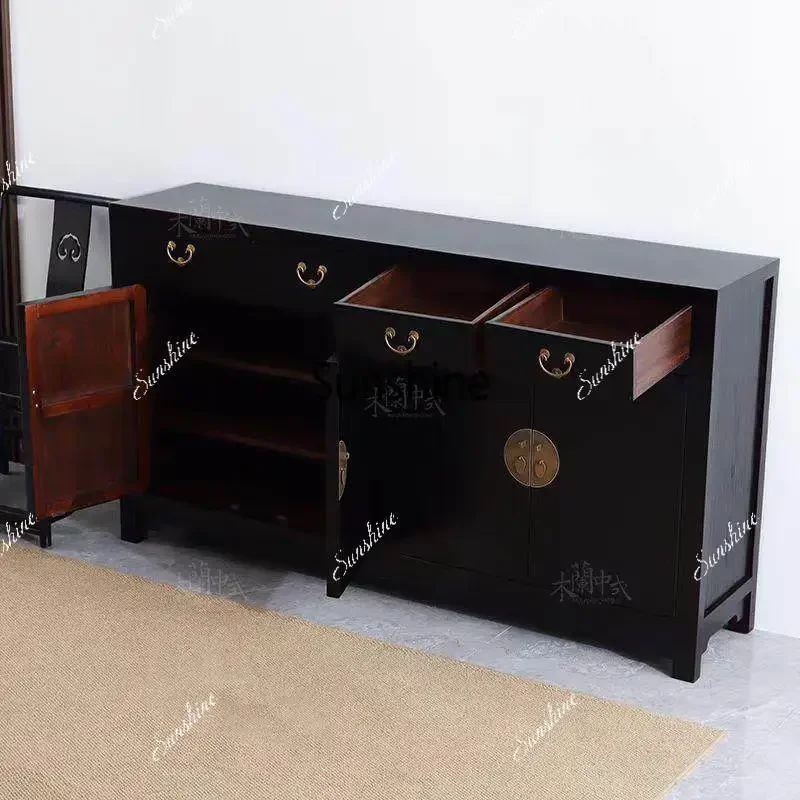 New Chinese retro black lacquer side cabinet antique solid wood entrance foyer locker
New Chinese retro black lacquer side cabinet antique solid wood entrance foyer locker