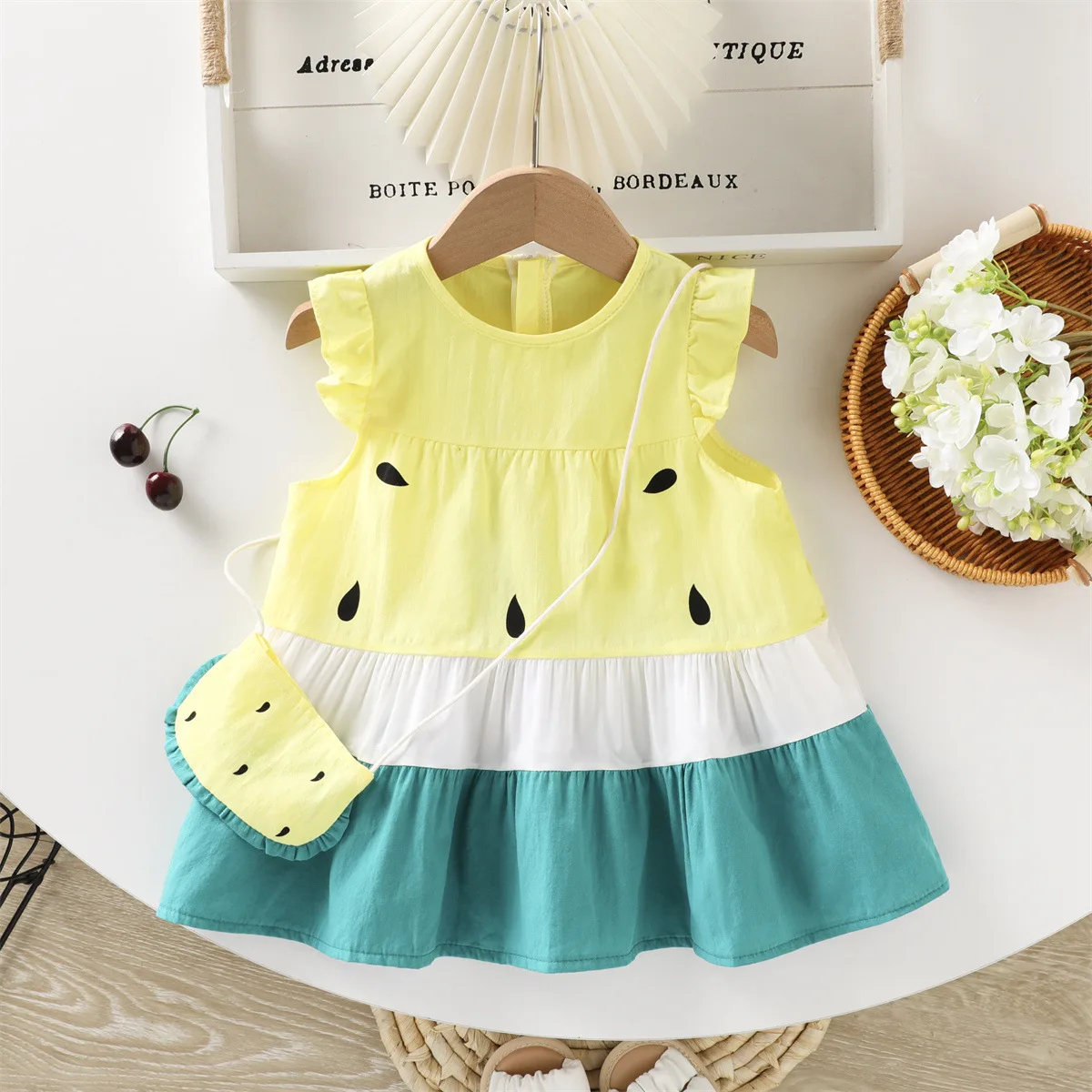 1-4Y Summer Cute Girls Dress Watermelon Color Block Ruffle Tiered Dress with Bag Soft Cotton Casual Clothing
1-4Y Summer Cute Girls Dress Watermelon Color Block Ruffle Tiered Dress with Bag Soft Cotton Casual Clothing