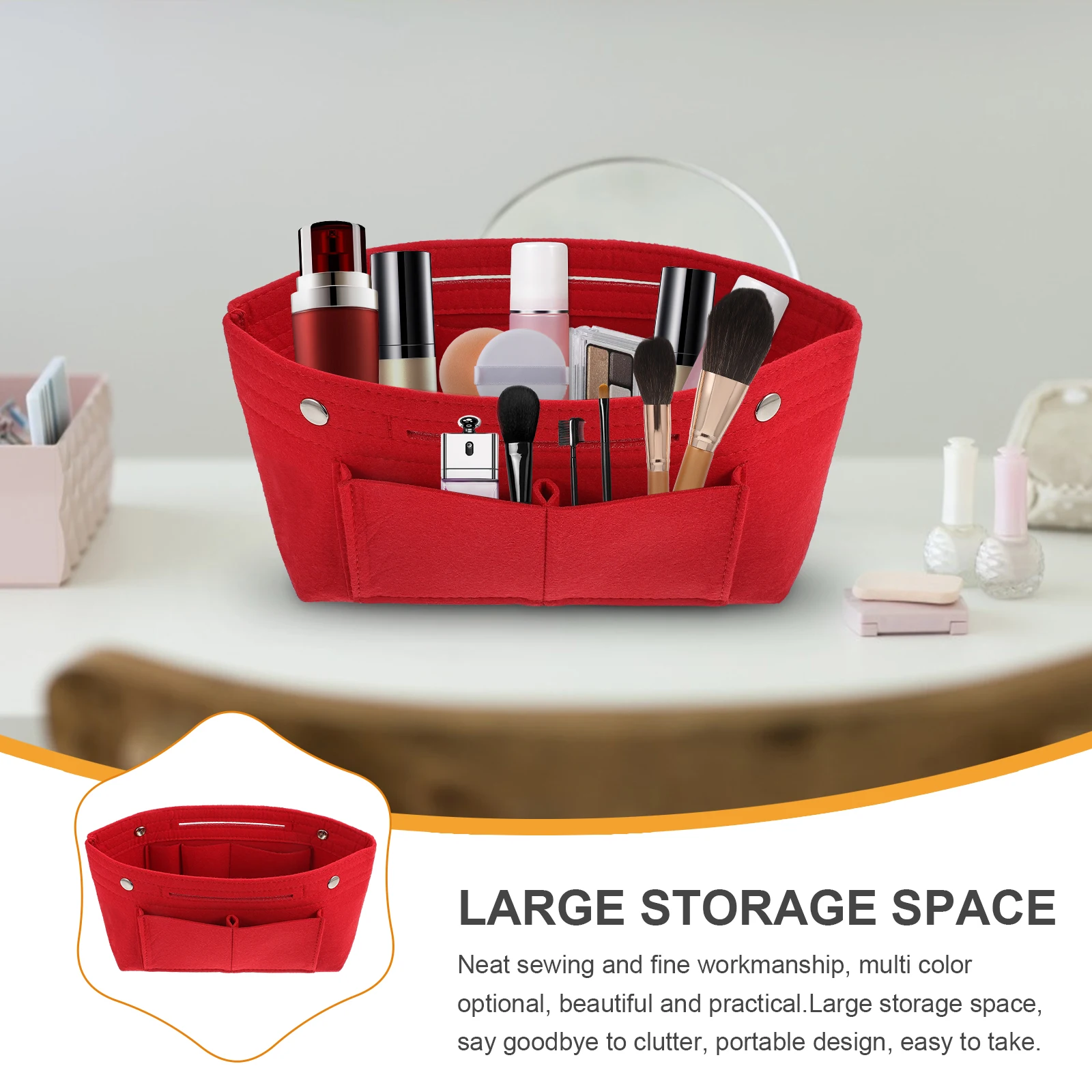 1Pcs Large Capacity Felt Handbag Liner Multi-Functional Makeup Bag Foldable Storage Organizer Multi-Pocket Clutch Cosmetics Bag
1Pcs Large Capacity Felt Handbag Liner Multi-Functional Makeup Bag Foldable Storage Organizer Multi-Pocket Clutch Cosmetics Bag