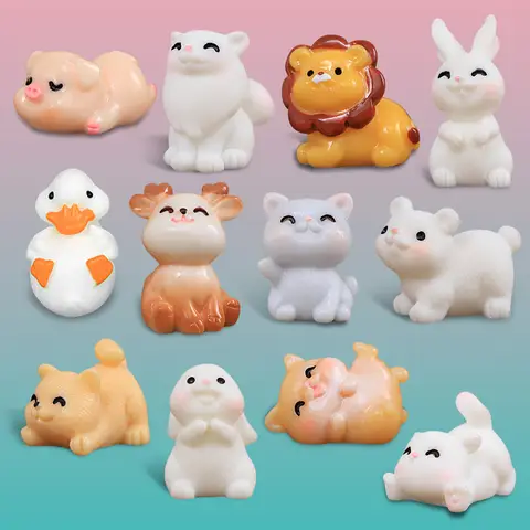10 pezzi nuovo leone cervo orso polare volpe bianca coniglio anatra maiale gatto cane figurine in miniatura fata decorazione del giardino accessori moderni