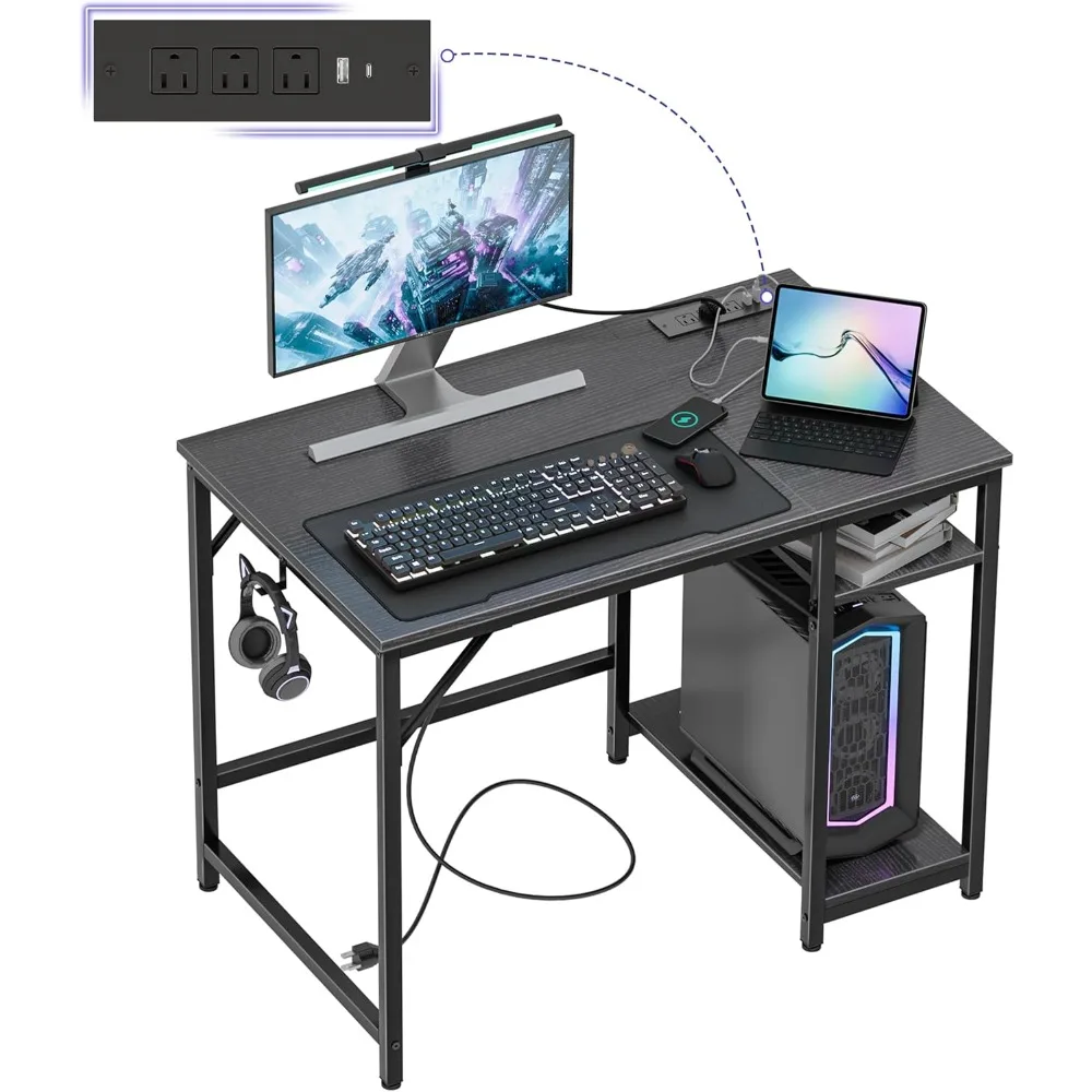 Gaming Computer Desk Home Office Desk with Storage Shelves for Bedroom, Home Office, Modern Simple Writing Table, Black Finish
Gaming Computer Desk Home Office Desk with Storage Shelves for Bedroom, Home Office, Modern Simple Writing Table, Black Finish