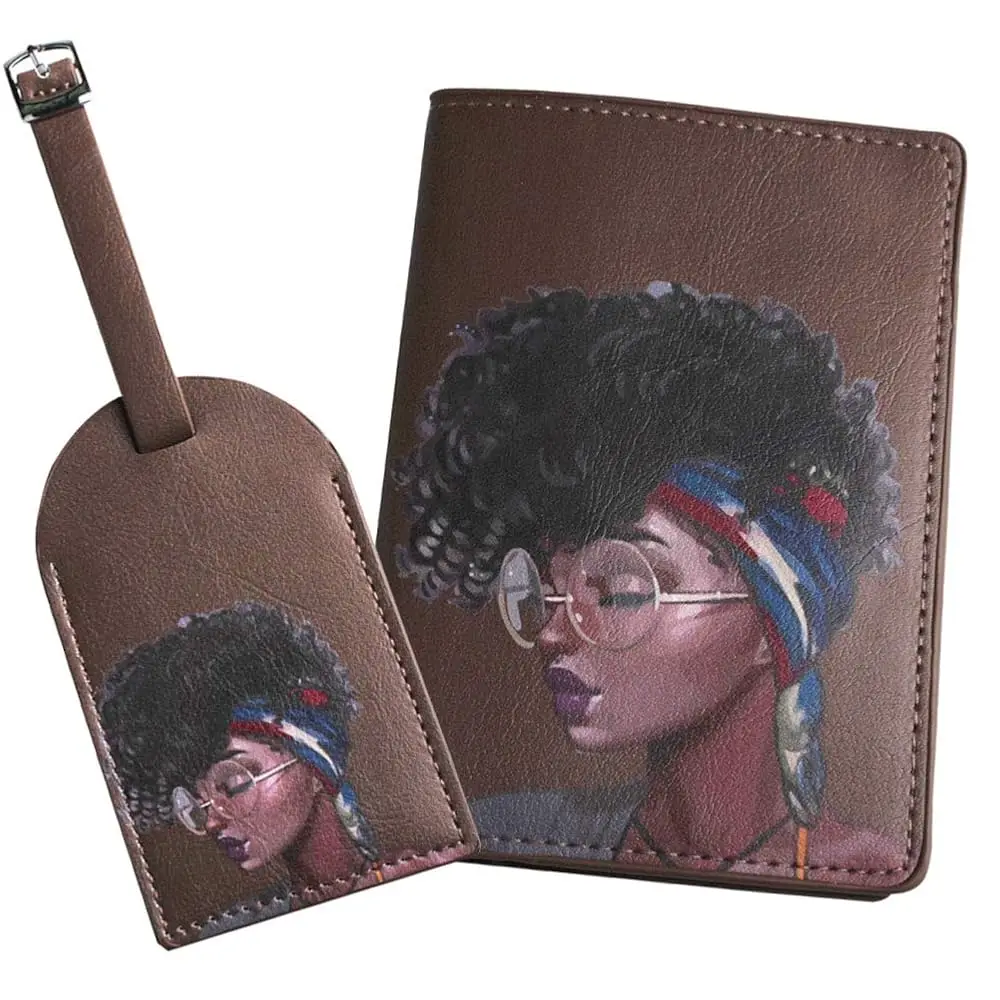 African American Women Passport Holder Luggage Tag Set, Travel Wallet Accessories for Women Men (Brown)
African American Women Passport Holder Luggage Tag Set, Travel Wallet Accessories for Women Men (Brown)