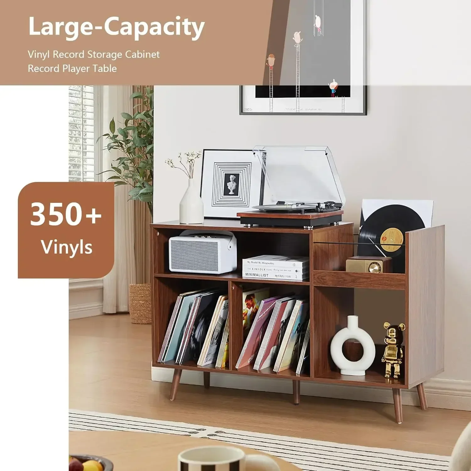 Large Record Player Stand, Mid Century Vinyl Record Display Stand, Turntable Stand with Storage, Record Player Holder Up
Large Record Player Stand, Mid Century Vinyl Record Display Stand, Turntable Stand with Storage, Record Player Holder Up