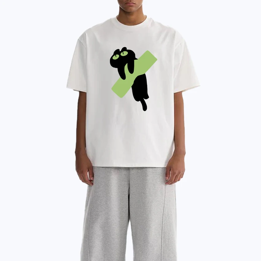 Funny 2025 Cute Kawaii Black Cat Duct Taped To Wall Tee shirt Summer 100% Cotton Men Women short sleeve t-shirts Unisex clothing
Funny 2025 Cute Kawaii Black Cat Duct Taped To Wall Tee shirt Summer 100% Cotton Men Women short sleeve t-shirts Unisex clothing