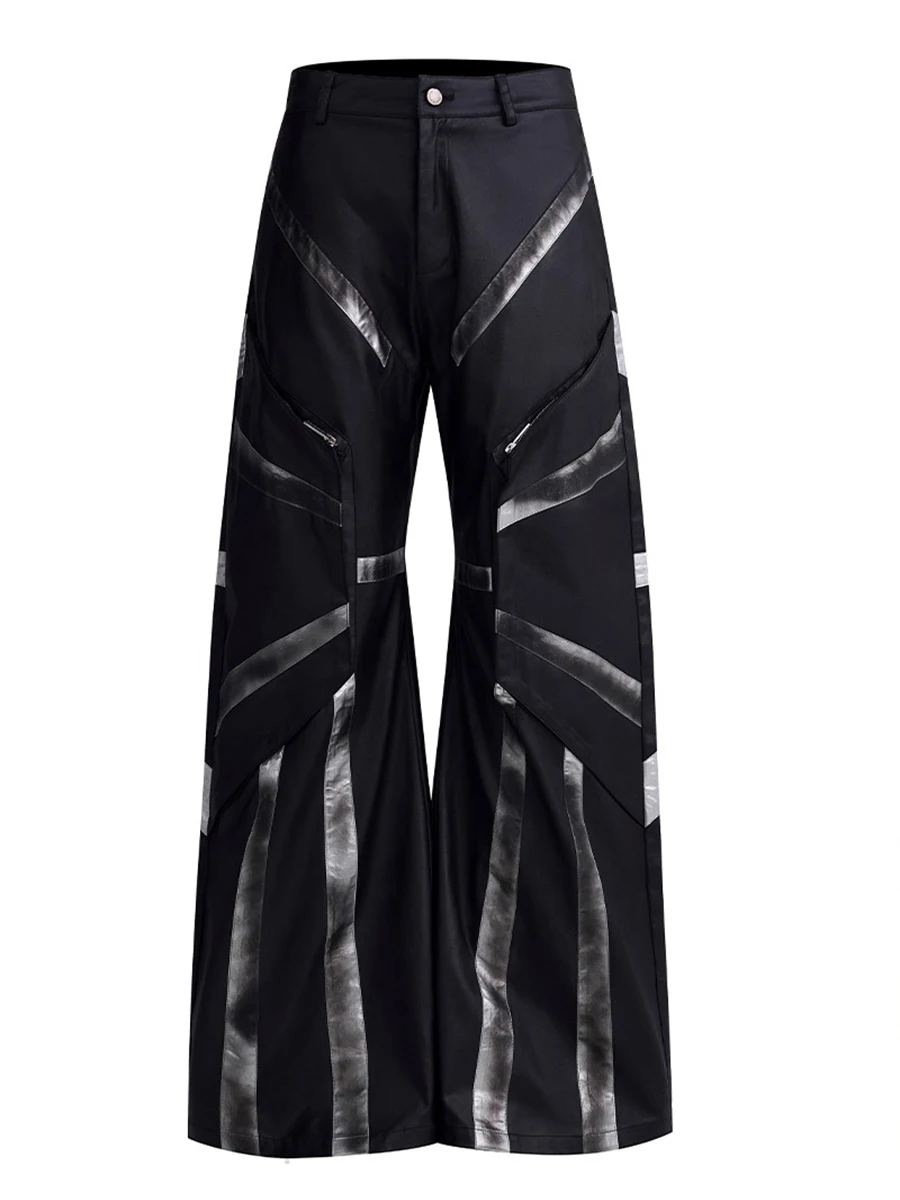 Mauroicardi Spring Autumn Cool Color Block Pu Leather Pants Men High Waist Luxury Designer Clothing Trousers Runway Fashion 2025 
Mauroicardi Spring Autumn Cool Color Block Pu Leather Pants Men High Waist Luxury Designer Clothing Trousers Runway Fashion 2025
