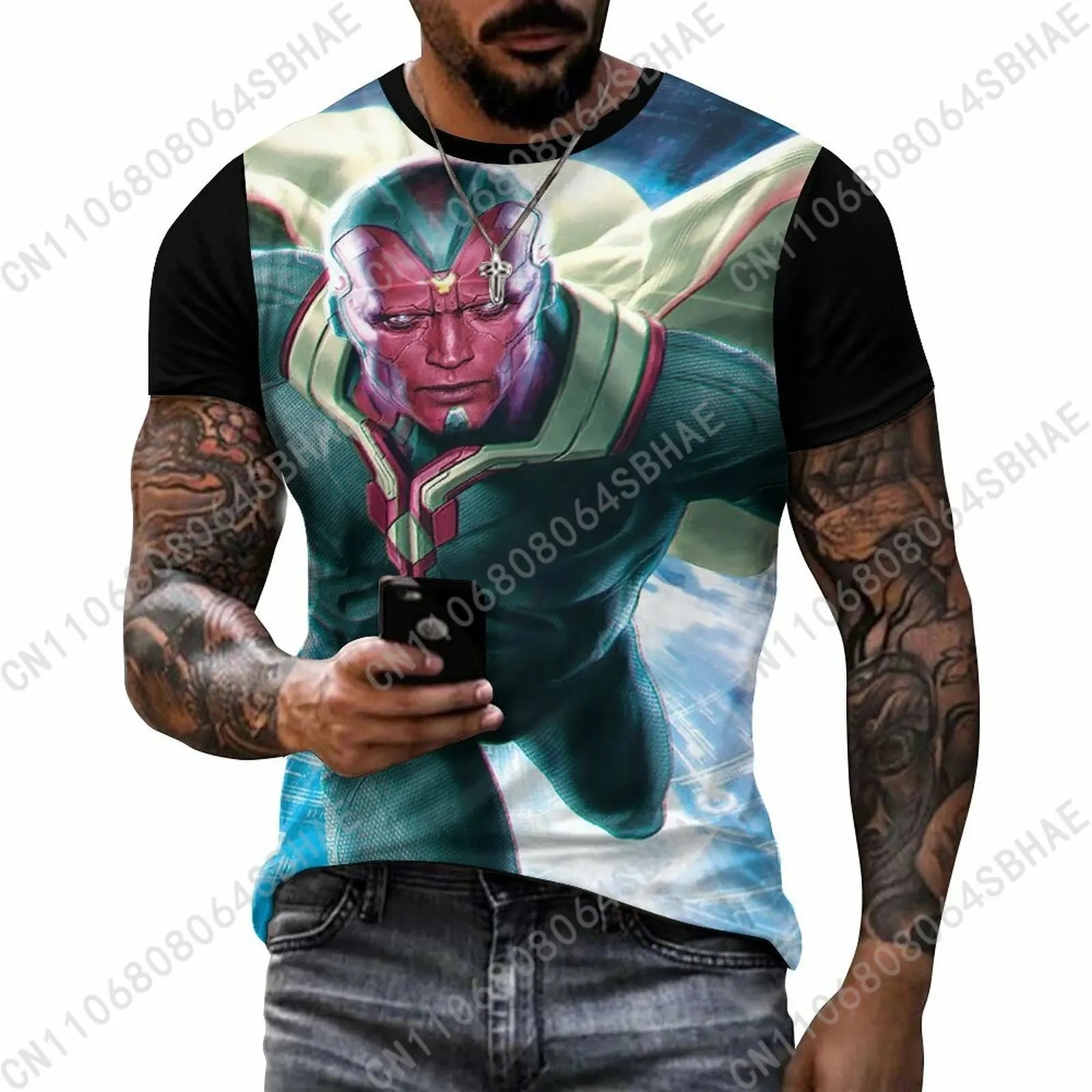 Marvel Vision Custom Pattern Men's Cotton T-Shirt Short Sleeve Tee Men Tops Personalized Tshirt Summer Cosplay
Marvel Vision Custom Pattern Men's Cotton T-Shirt Short Sleeve Tee Men Tops Personalized Tshirt Summer Cosplay