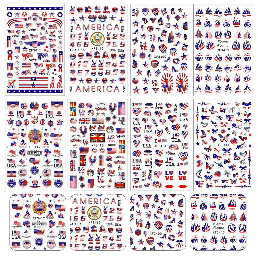 8 Sheets Flag Nail Art Stickers Creative Decorative Gel Manicure Decals Safe Practical Small Piece Perfect Fit Nail Salon
8 Sheets Flag Nail Art Stickers Creative Decorative Gel Manicure Decals Safe Practical Small Piece Perfect Fit Nail Salon