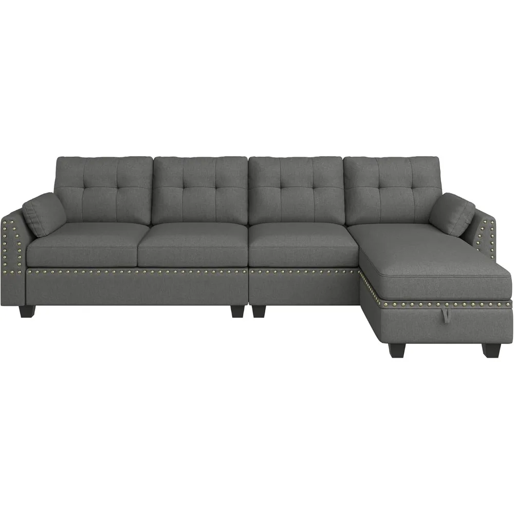 L-shaped reversible combination 4-person sofa, 50 "D x 101.6" W x 33.5 "H, dark gray, free shipping
L-shaped reversible combination 4-person sofa, 50 "D x 101.6" W x 33.5 "H, dark gray, free shipping