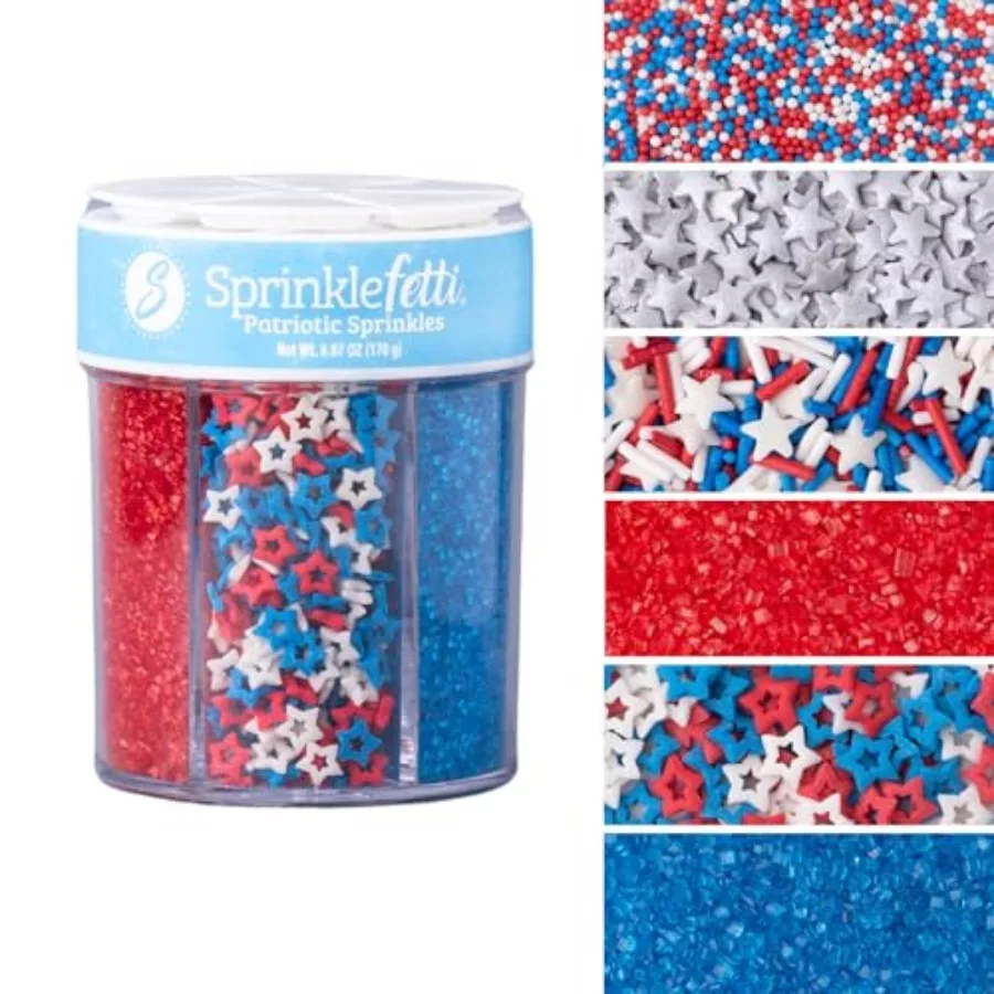 4th of July Sprinkles 6 Cell Jar Nonpareils, Star Sprinkles, Jimmies and Sanding Sugar for Baking and Decorating Cupcakes, Cook
4th of July Sprinkles 6 Cell Jar Nonpareils, Star Sprinkles, Jimmies and Sanding Sugar for Baking and Decorating Cupcakes, Cook