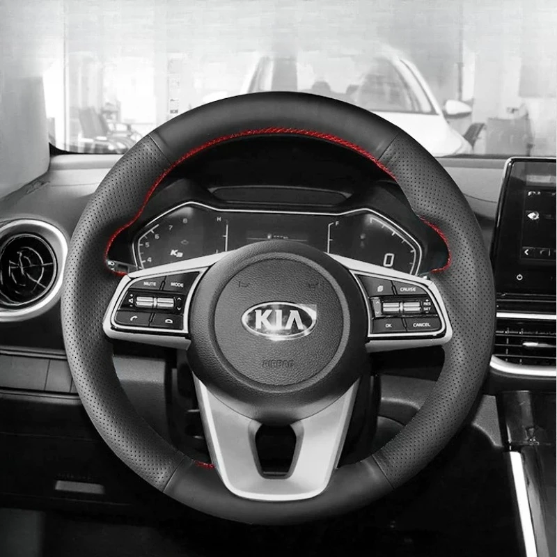 For kia K3 Sportage KX3 2019-2021 hand stitched black Genuine Leather Car Steering Wheel Cover
For kia K3 Sportage KX3 2019-2021 hand stitched black Genuine Leather Car Steering Wheel Cover