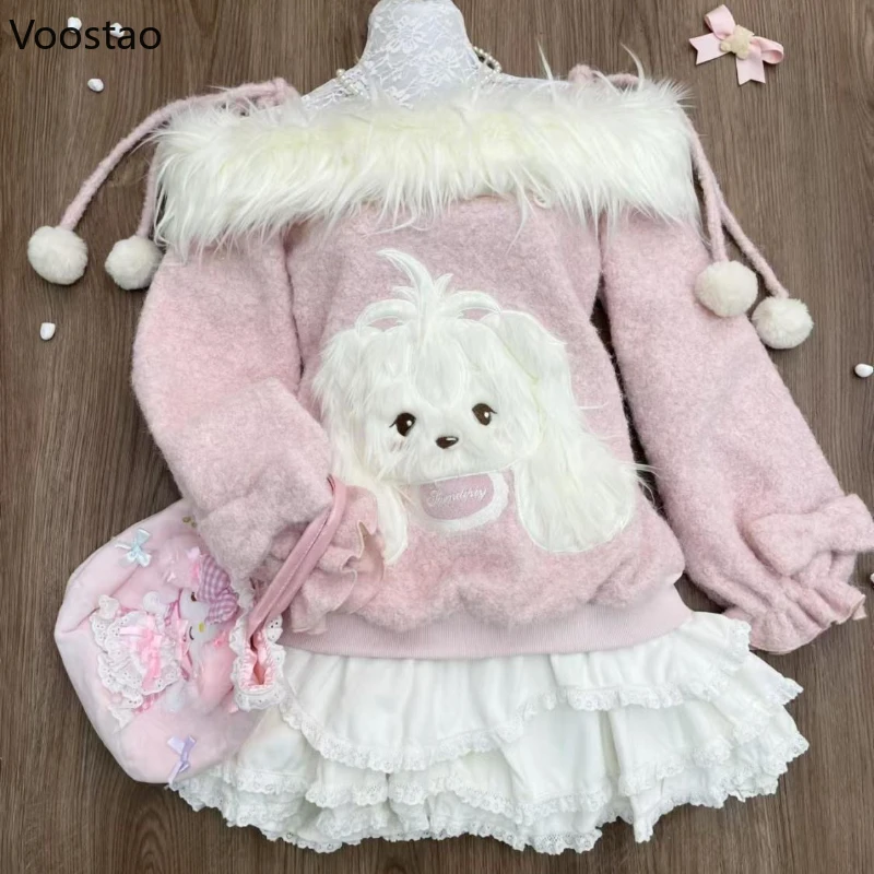 Kawaii Lolita Style Skirts Set Women Sweet Plush Patchwork Cartoon Embroidery Coat Tops Mini Cake Skirt Suits Korean Y2k Outfits
Kawaii Lolita Style Skirts Set Women Sweet Plush Patchwork Cartoon Embroidery Coat Tops Mini Cake Skirt Suits Korean Y2k Outfits