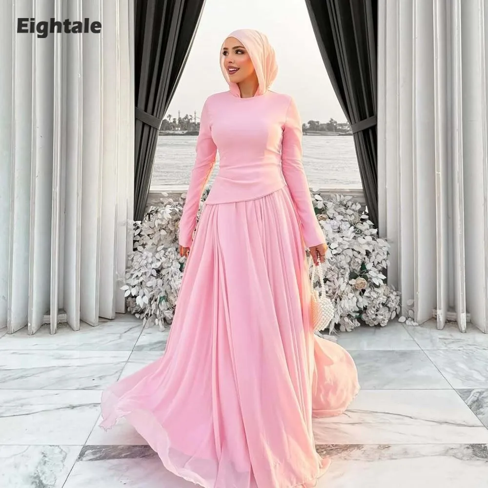 Eightale Arabic Evening Dress Customized O-Neck Long Sleeves Pink Mermaid Prom Wedding Party Gown Robes De Soirée
Eightale Arabic Evening Dress Customized O-Neck Long Sleeves Pink Mermaid Prom Wedding Party Gown Robes De Soirée