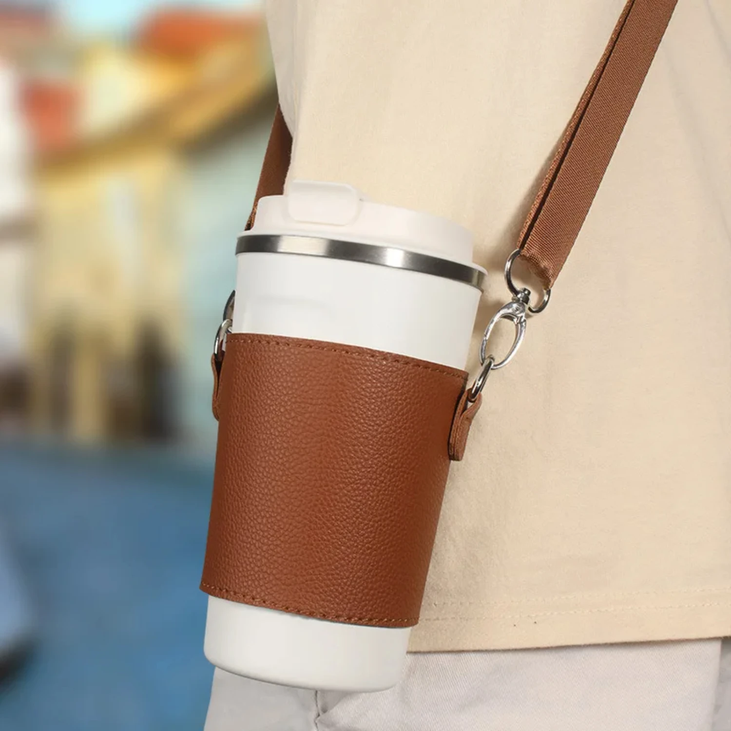 Travel-friendly Portable Leather Coffee Cup Holder with Insulated Strap, Conveniently Accompanied by Milk Tea Cup Band - Body St
Travel-friendly Portable Leather Coffee Cup Holder with Insulated Strap, Conveniently Accompanied by Milk Tea Cup Band - Body St