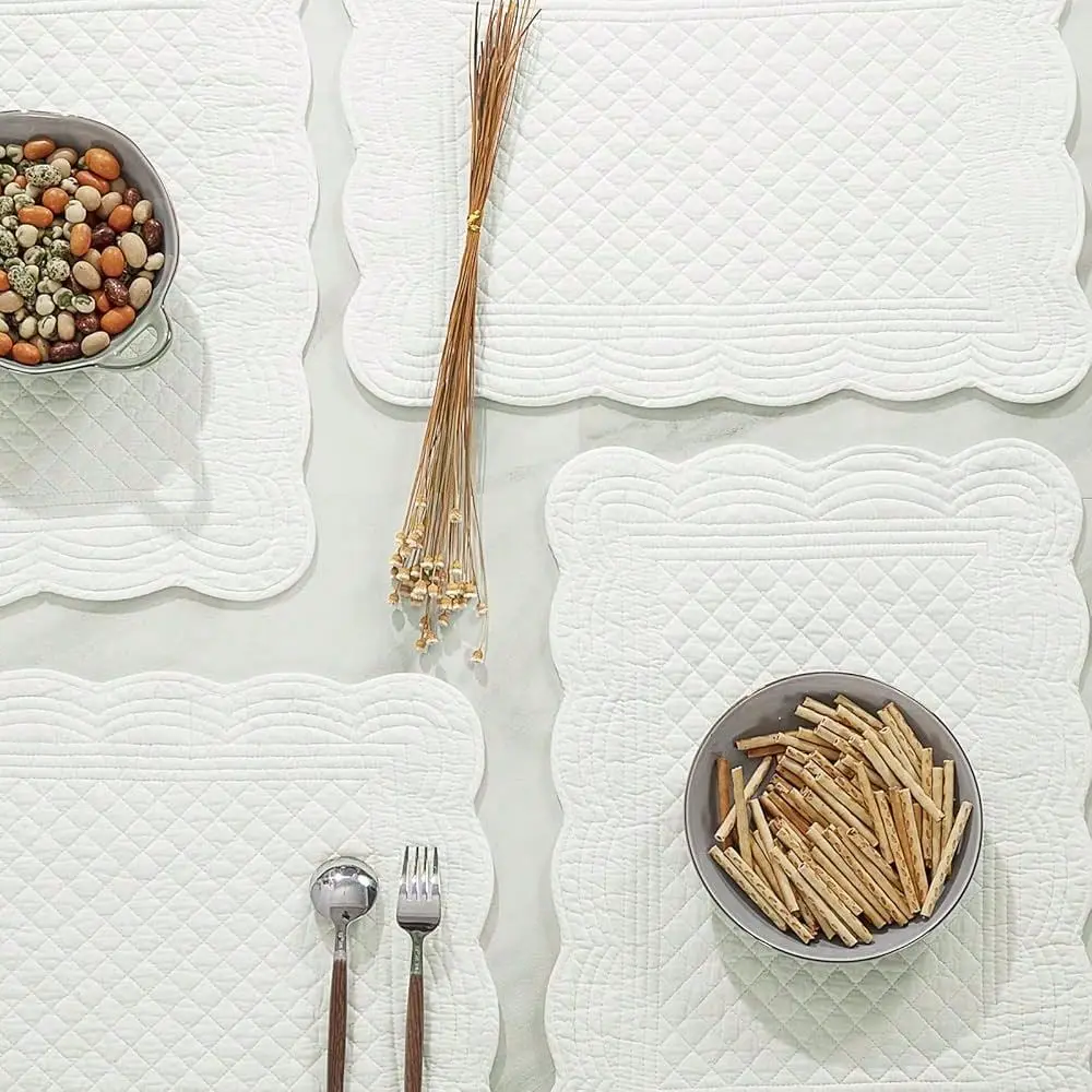 Placemats Set Of 6 Washable13x18 Inches Rectangular Placemats For Kitchen Table1OO Cotton Fabric Rectangular Table Mats, Cream