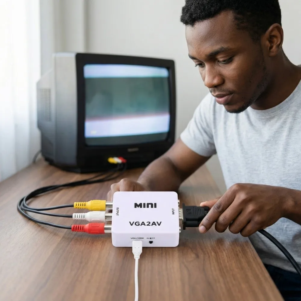 Конвертер Mini VGA в AV Plug and Play, HD 1080P, с кабелем для передачи данных, HD-видеоконвертер, композитный конвертер для подключения ПК к телевизору
Конвертер Mini VGA в AV Plug and Play, HD 1080P, с кабелем для передачи данных, HD-видеоконвертер, композитный конвертер для подключения ПК к телевизору